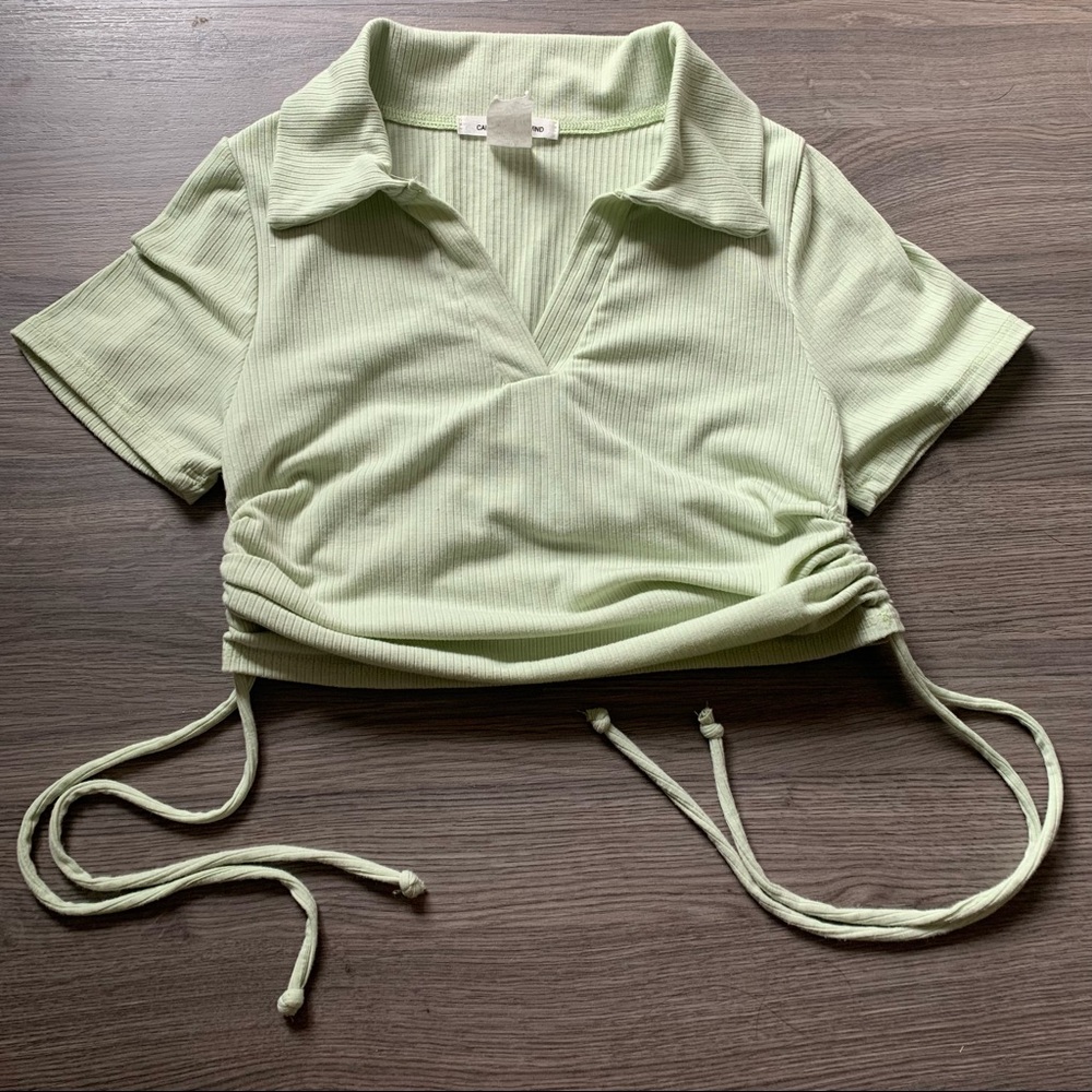 light green collared tee